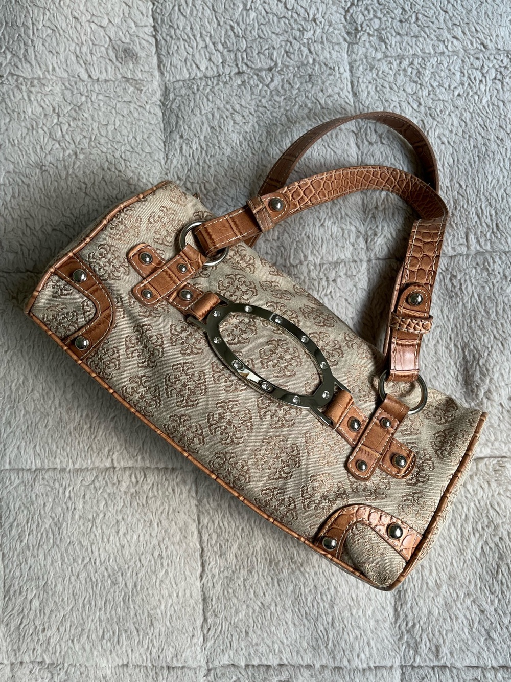 Y2K Vintage WHATEVER Baguette Bag with Sparkling Silver Hardware & Rhinestones - Picture 2 of 12